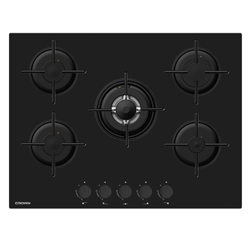  כיריים גז 70 ס"מ רוחב זכוכית שחורהCROWN CRGH70BK