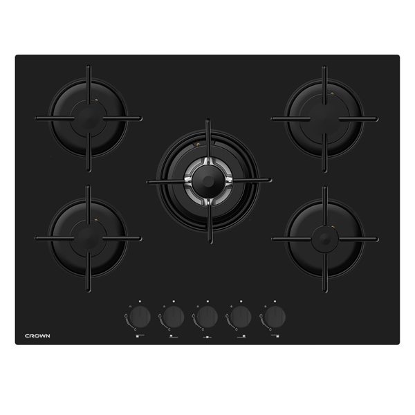  כיריים גז 70 ס"מ רוחב זכוכית שחורהCROWN CRGH70BK